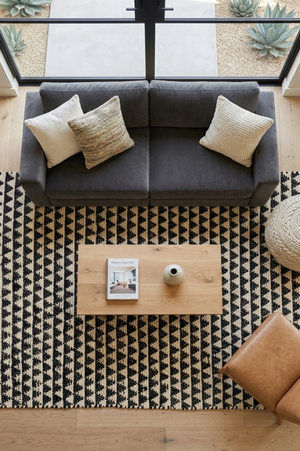 Monochrome Zigzag Handloom Polyester Rag Runner