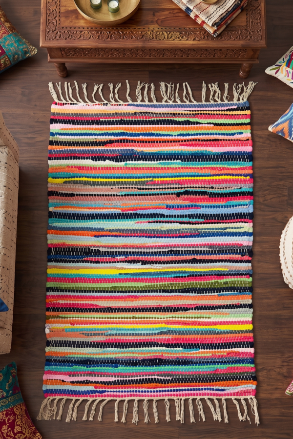 Kaleidoscope Sunset Handwoven Polyester Rag Runner