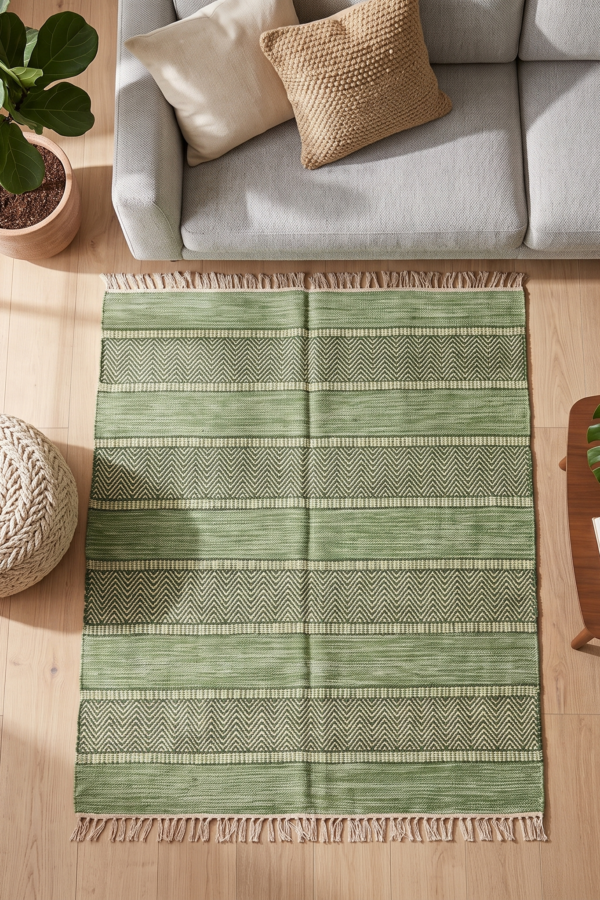 The Veridiana Chevron Handwoven Cotton Rug
