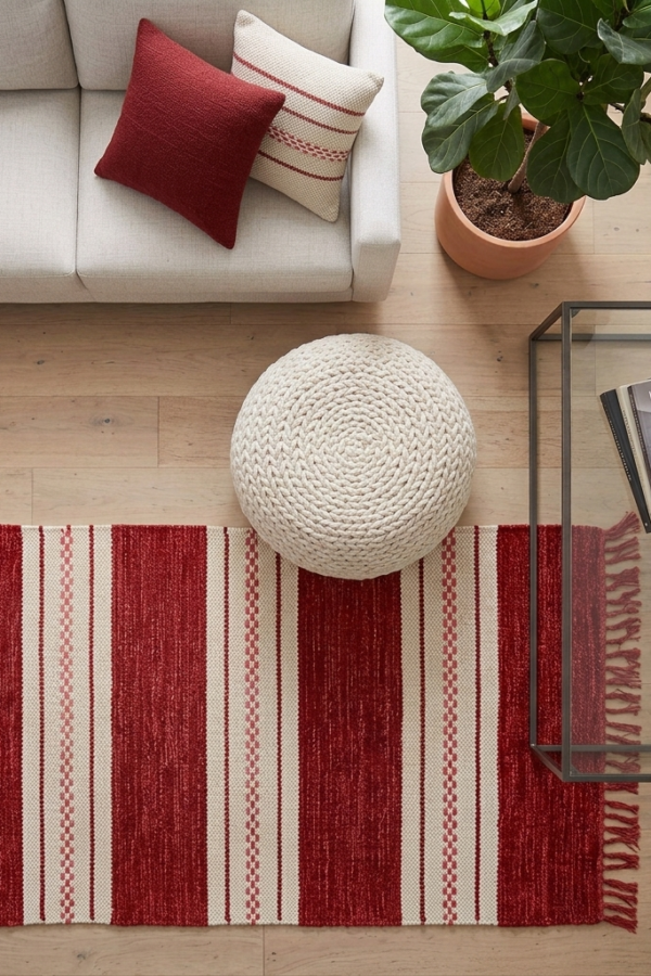 The Crimson Vista Handwoven Cotton Flatweave Rug