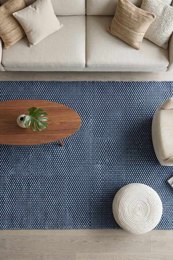 The Indigo Pebble Handwoven Cotton Rug