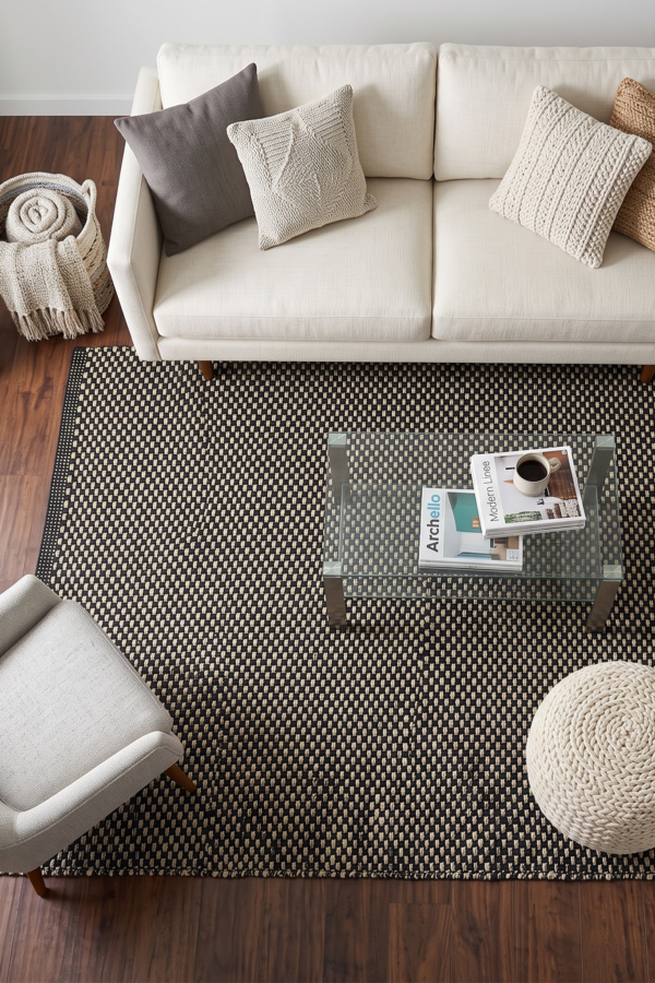 The Monochrome Pebble Handwoven Cotton Rug