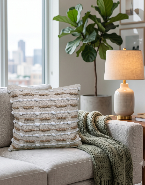 The Terra Dune Handwoven Jute & Cotton Cushion Cover