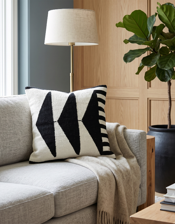 Monochrome Abstract Geometric Handwoven Cushion Cover
