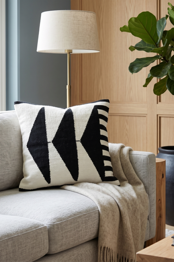 Monochrome Abstract Geometric Handwoven Cushion Cover