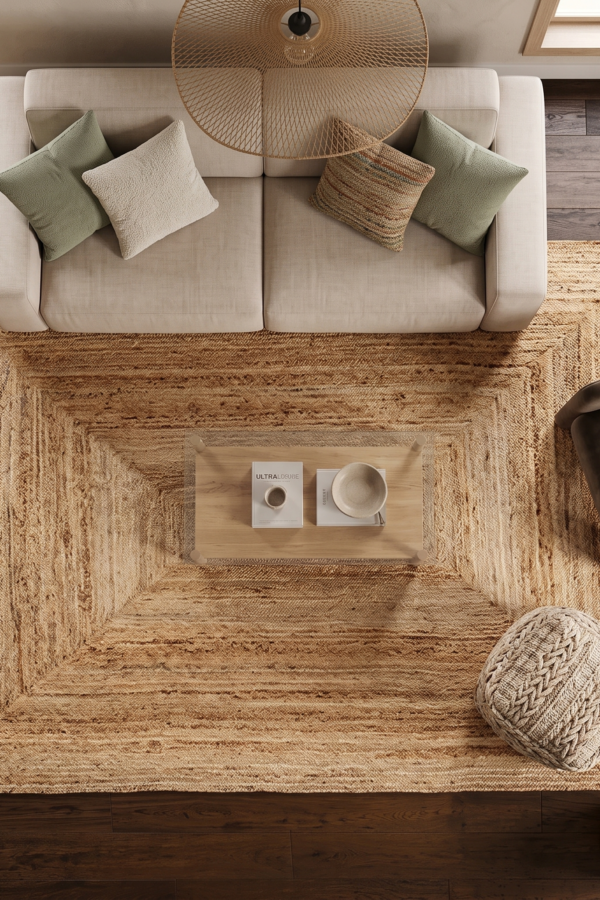 Aura Geometric Braided Jute Rug