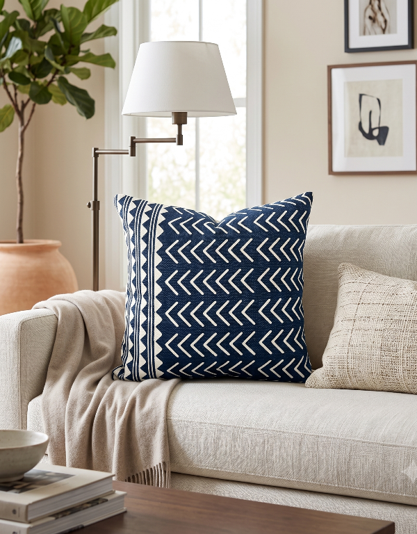 The Indigo Chevron Handwoven Cotton Cushion Cover