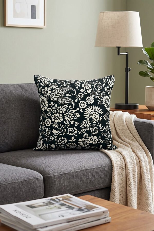 The Noor Paisley Handwoven Cotton Printed Accent Pillow