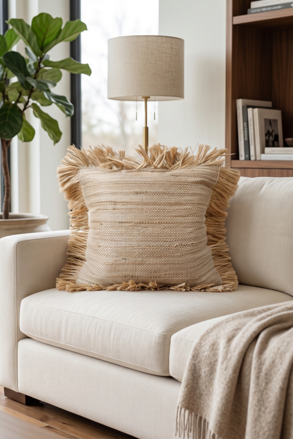 The Sahara Raw Fringe Jute Cushion Cover