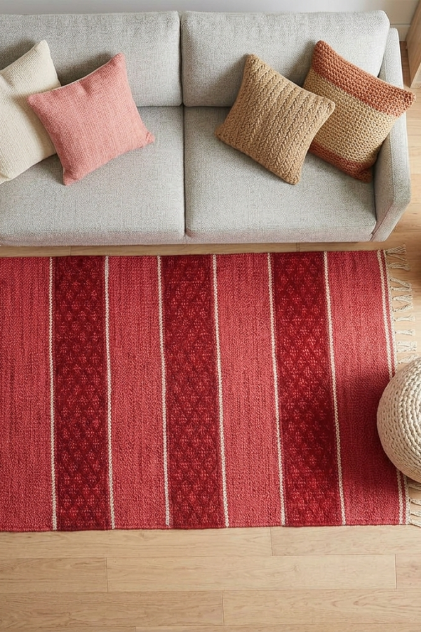 The Crimson Weave Artisan Cotton Runner